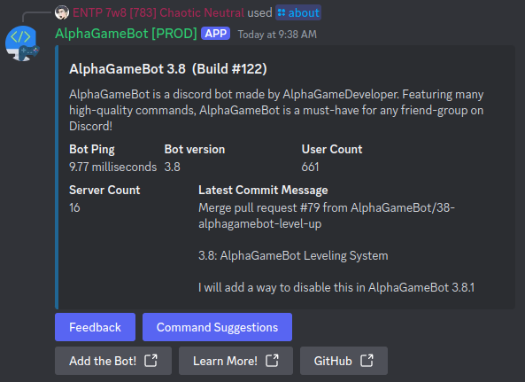 AlphaGameBot /about command output